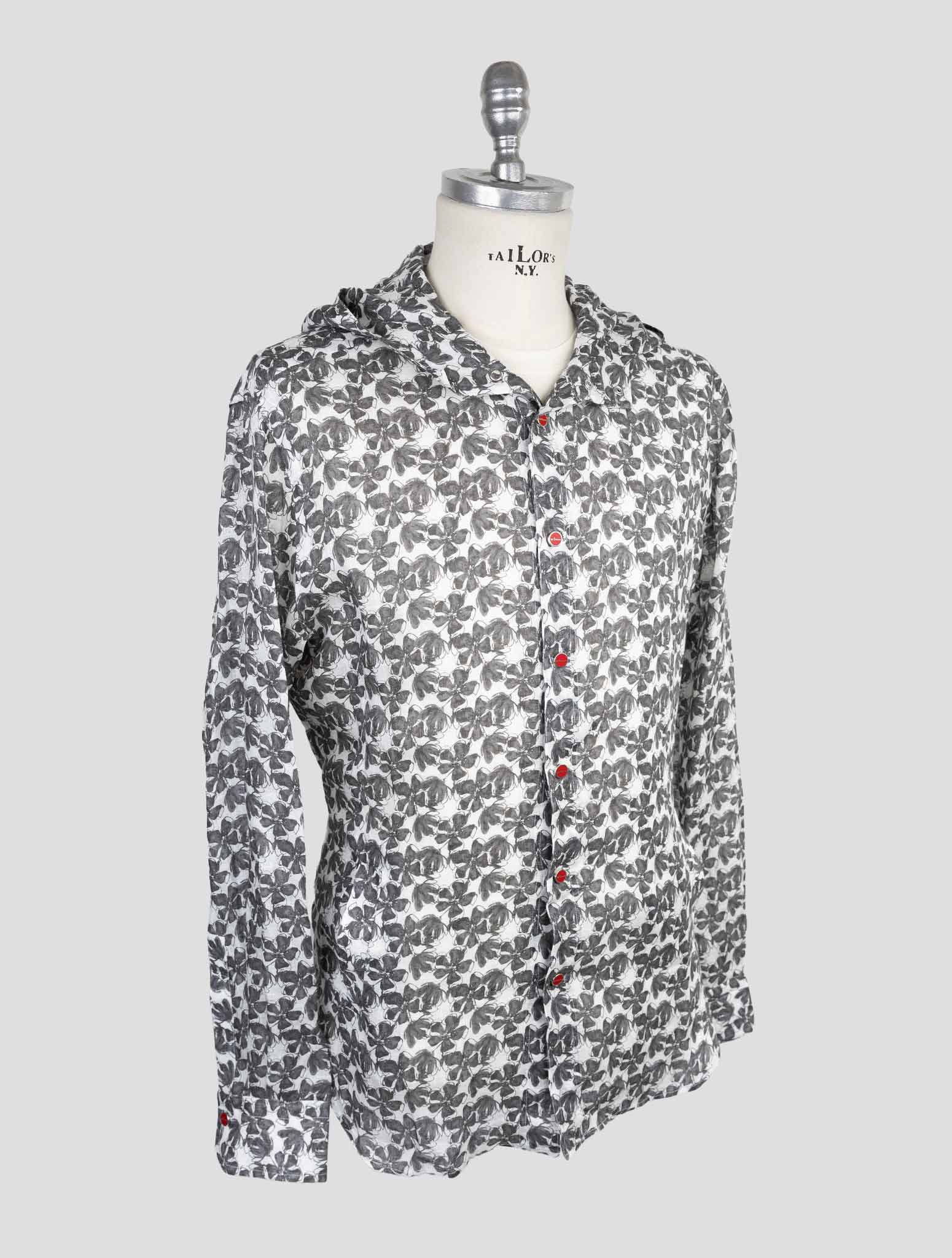 Kiton Gray White Linen Shirt Mariano