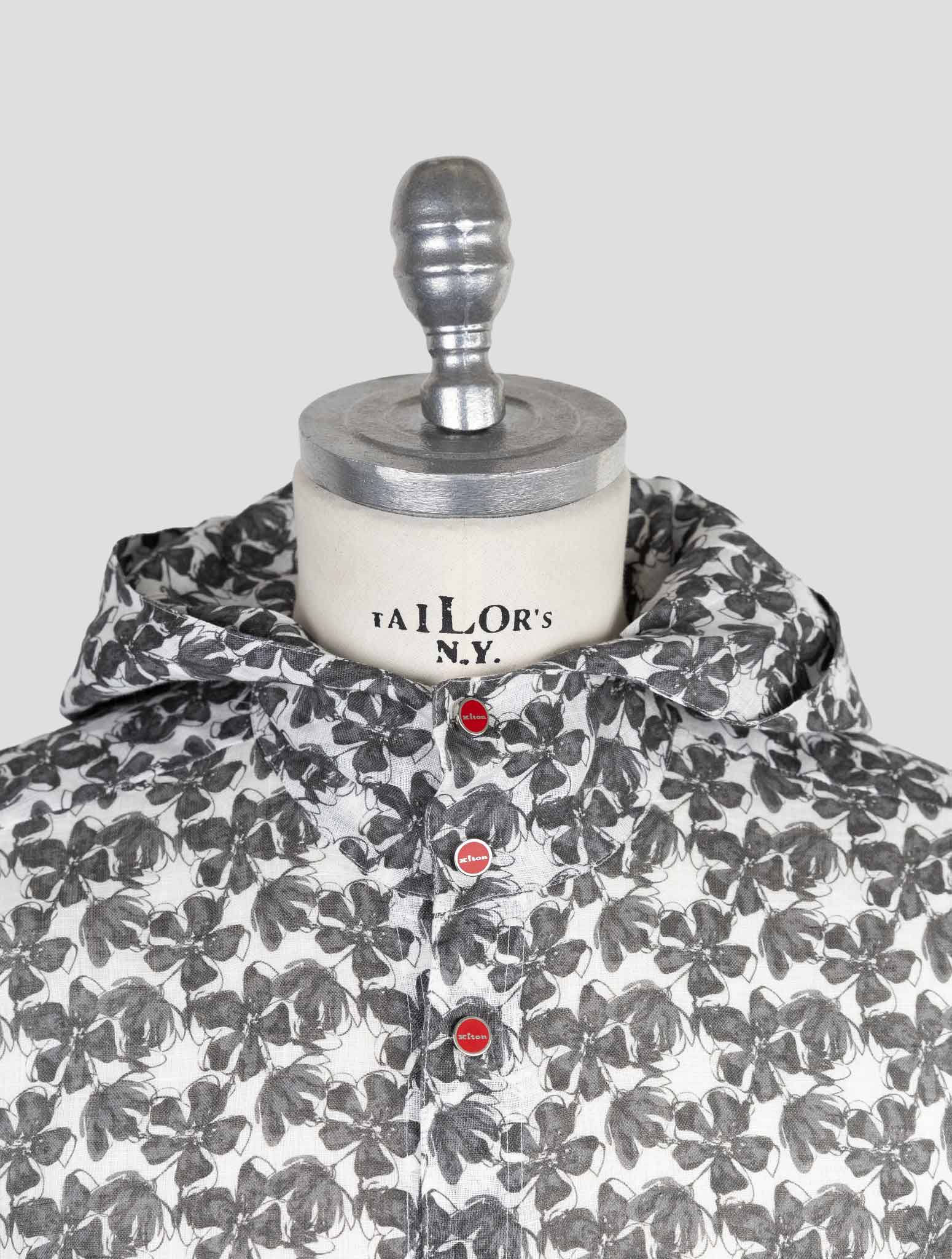 Kiton Gray White Linen Shirt Mariano