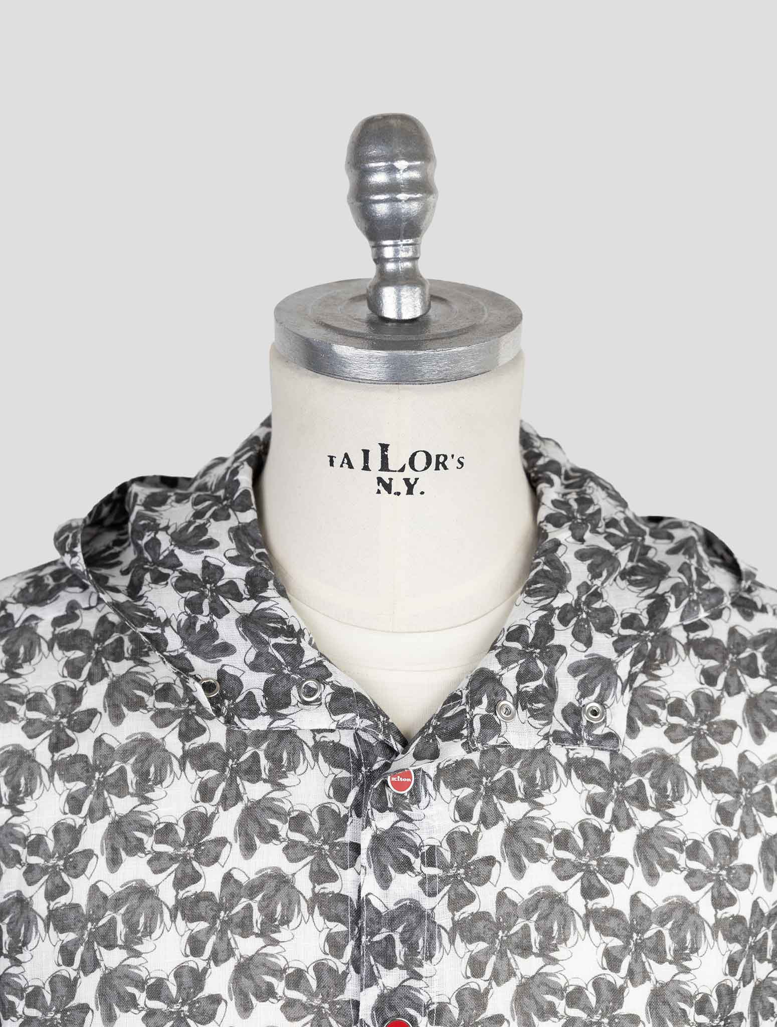 Kiton Gray White Linen Shirt Mariano