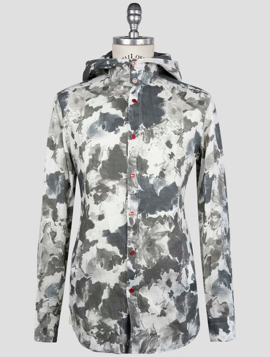 Kiton Gray White Linen Shirt Mariano