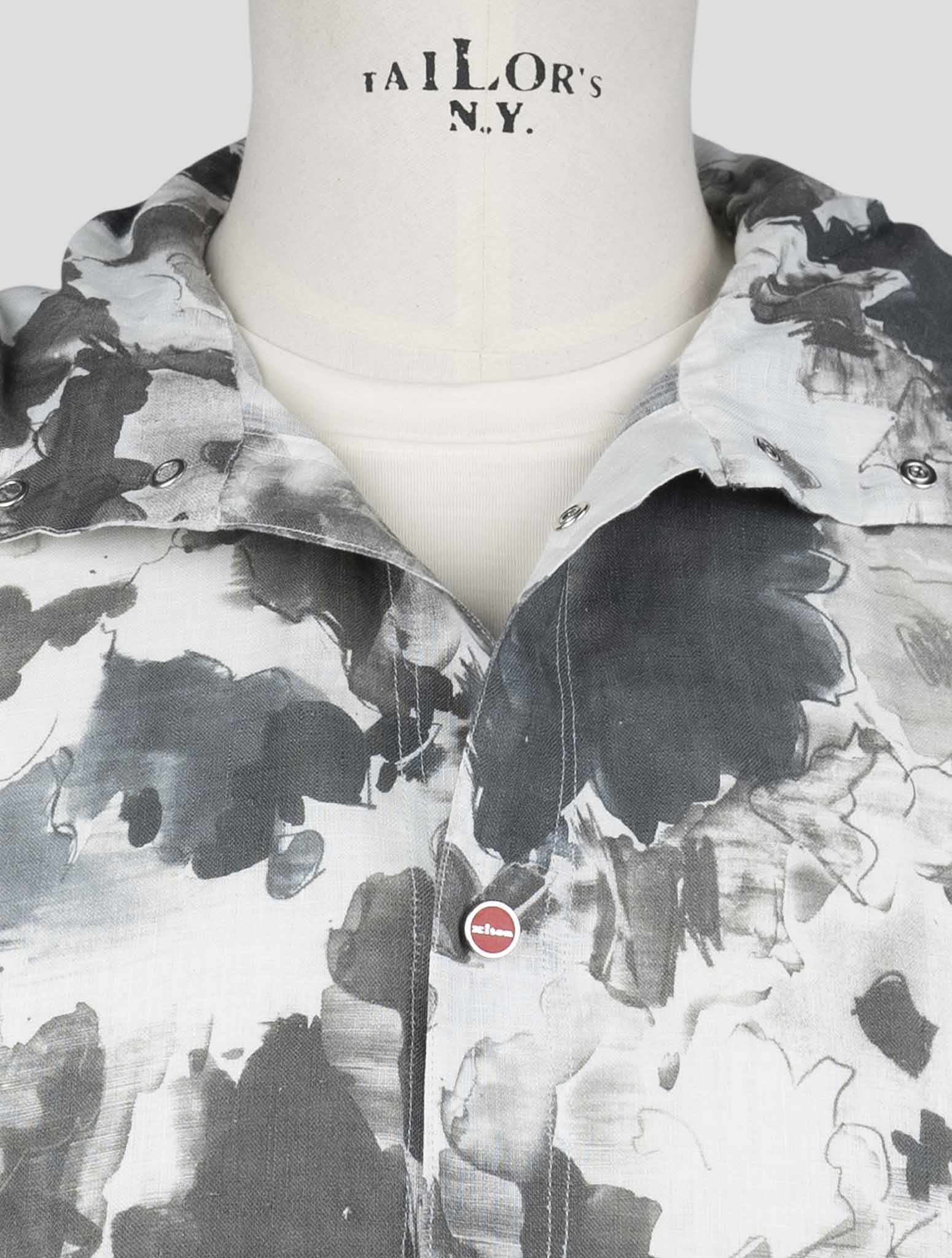 Kiton Gray White Linen Shirt Mariano