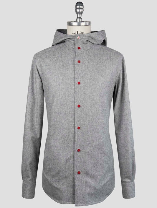 Kiton Gray Virgin Wool Shirt Mariano