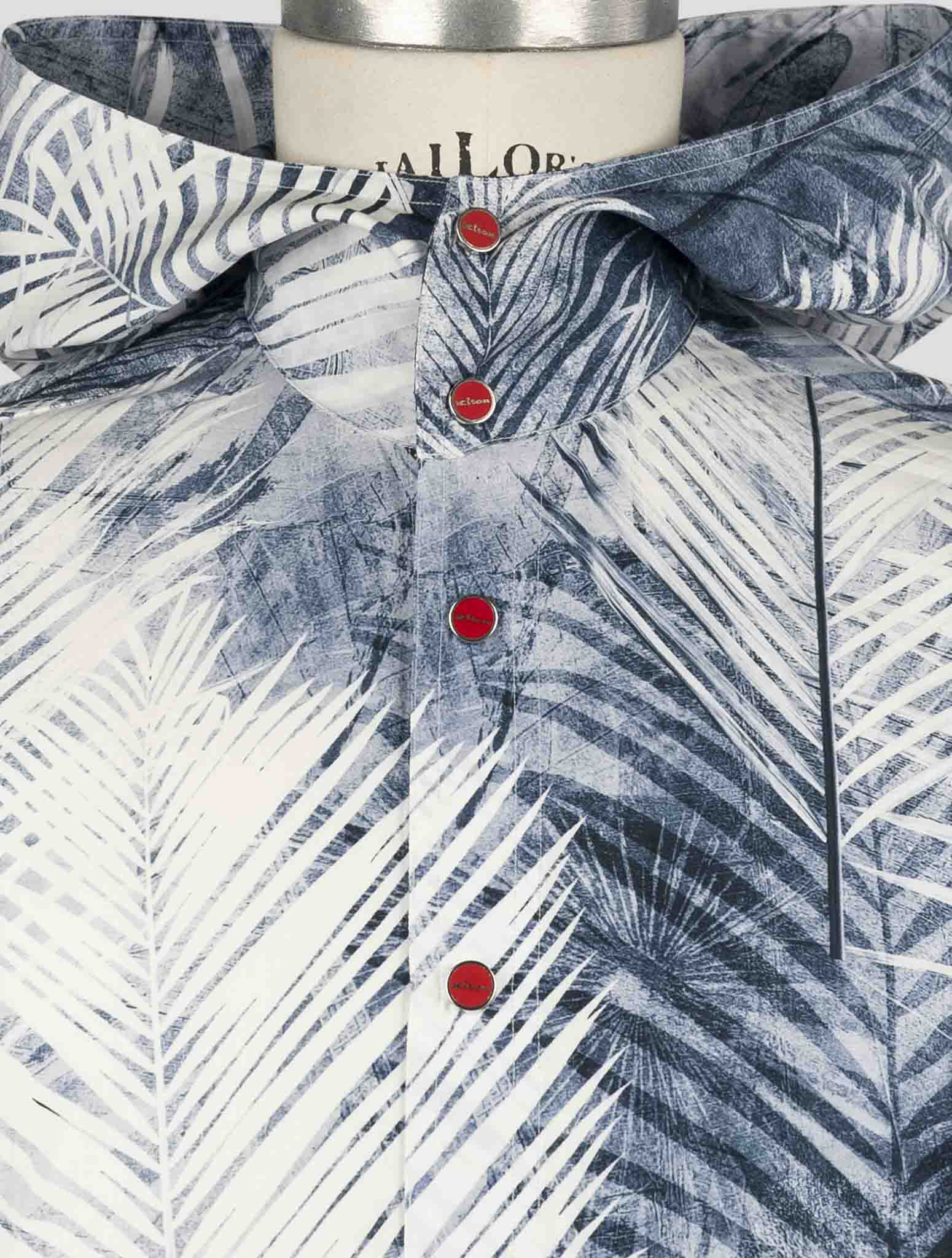 Kiton Blue White Cotton Shirt Mariano