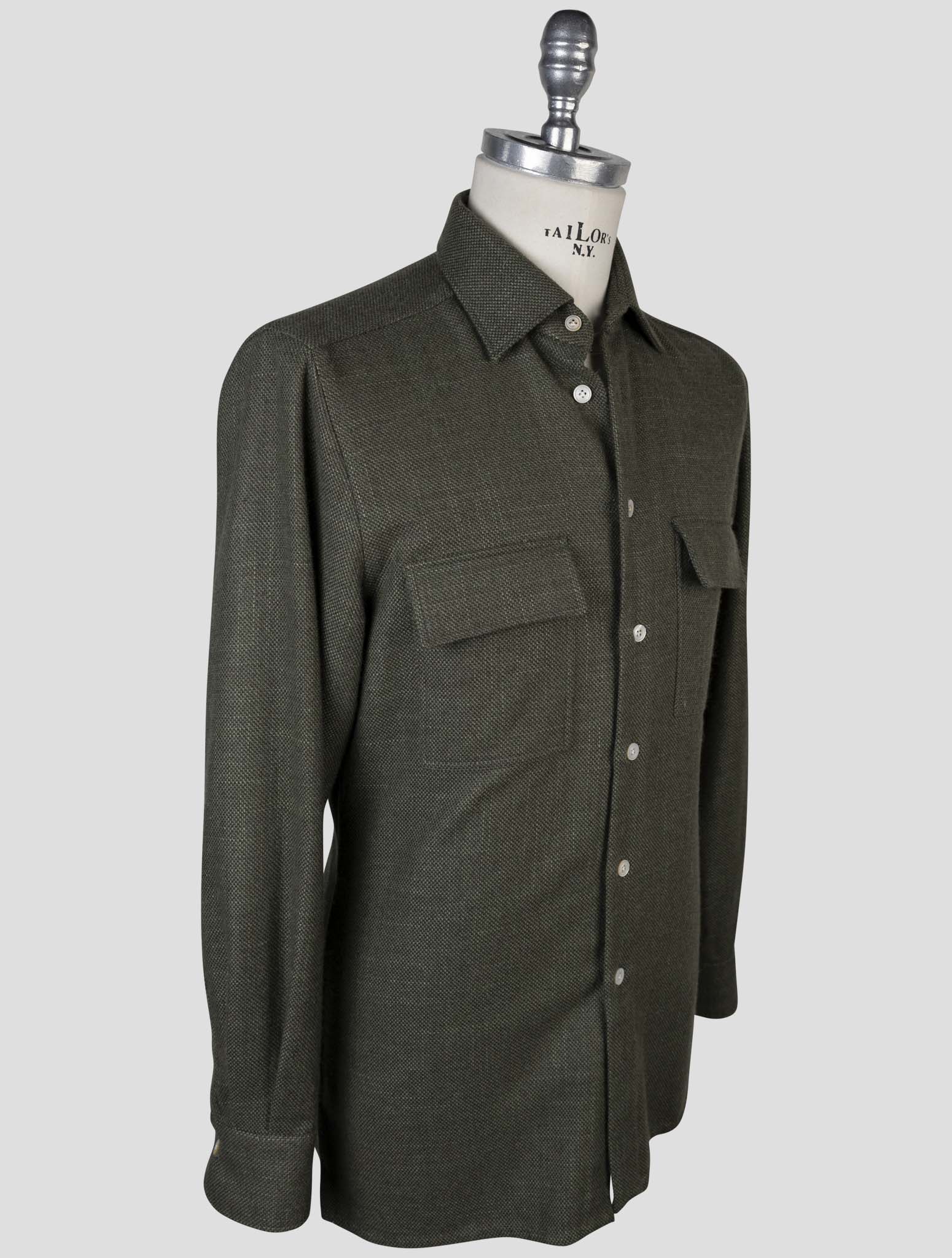 Kiton Green Cashmere Silk Shirt