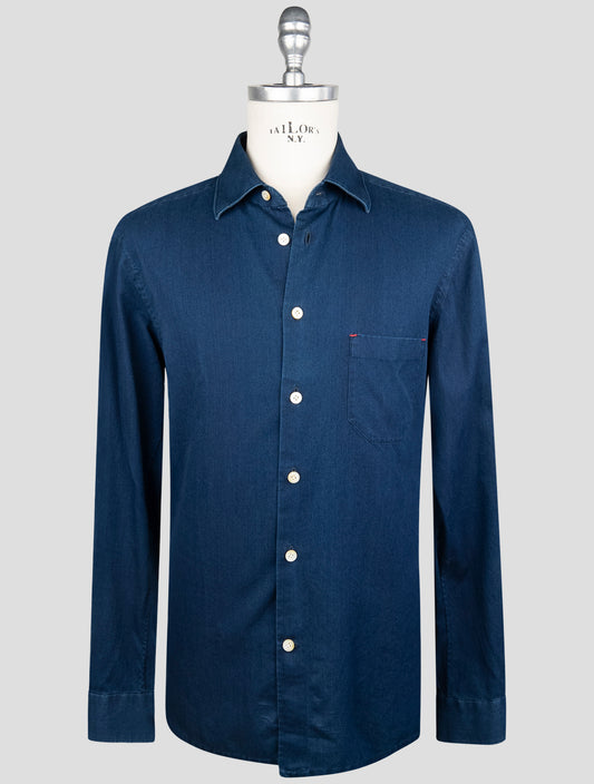 Kiton Blue Cotton Shirt