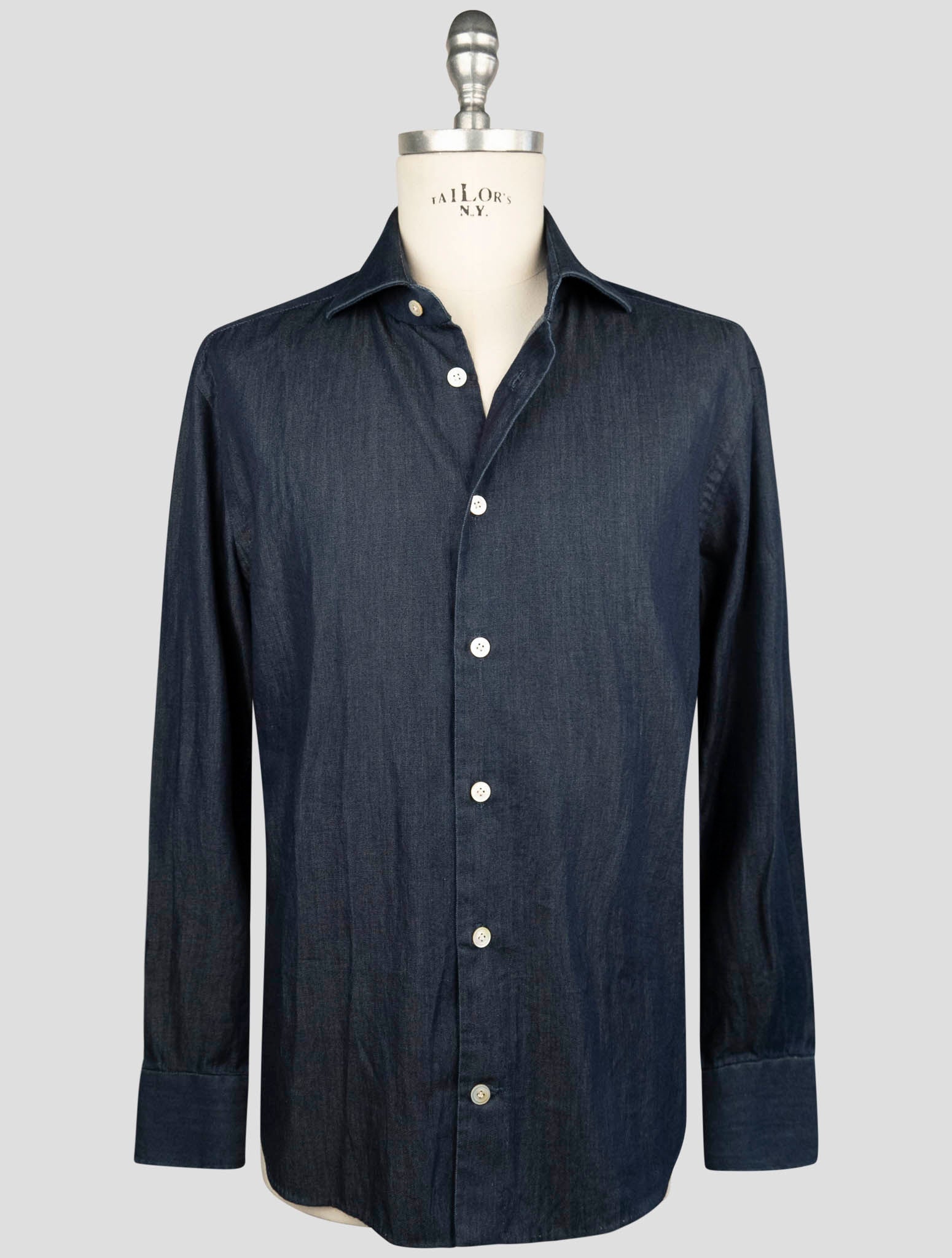 Kiton Blue Cotton Shirt