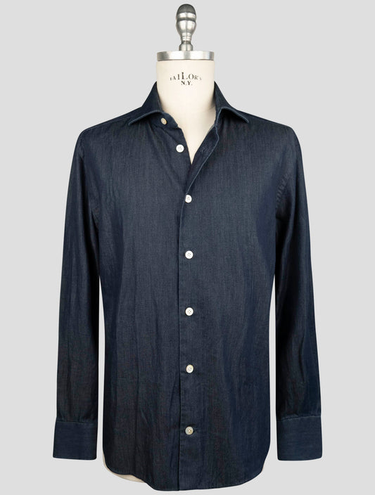 Kiton Blue Cotton Shirt