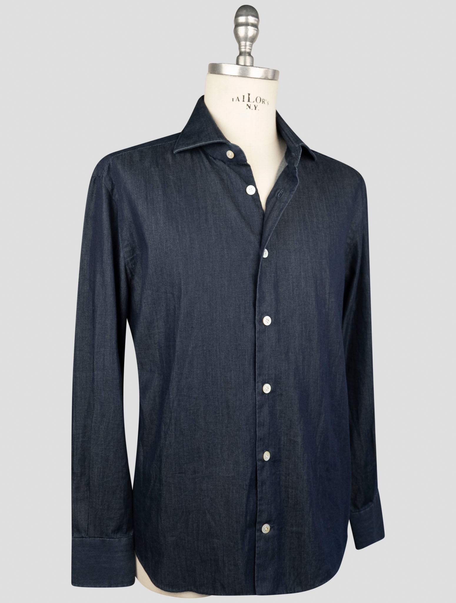 Kiton Blue Cotton Shirt