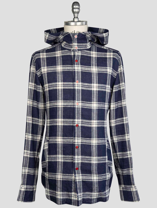 kiton Blue White Linen Ea Pl Shirt Mariano