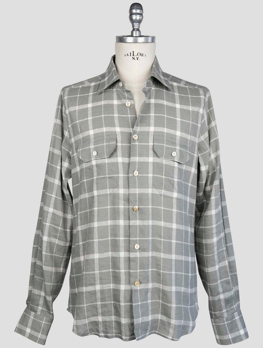 kiton Gray  Linen Ea Pl Shirt