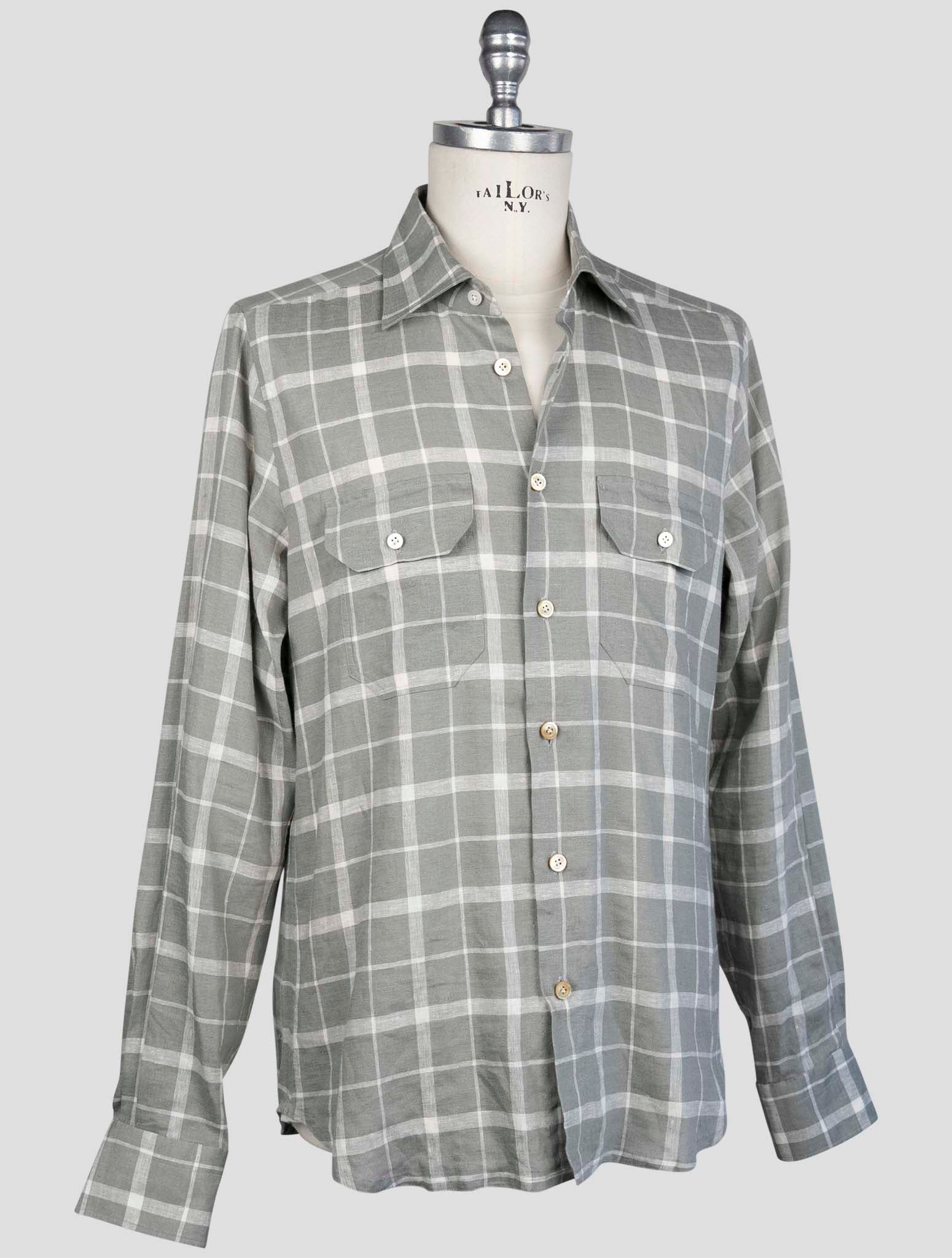 kiton Gray  Linen Ea Pl Shirt