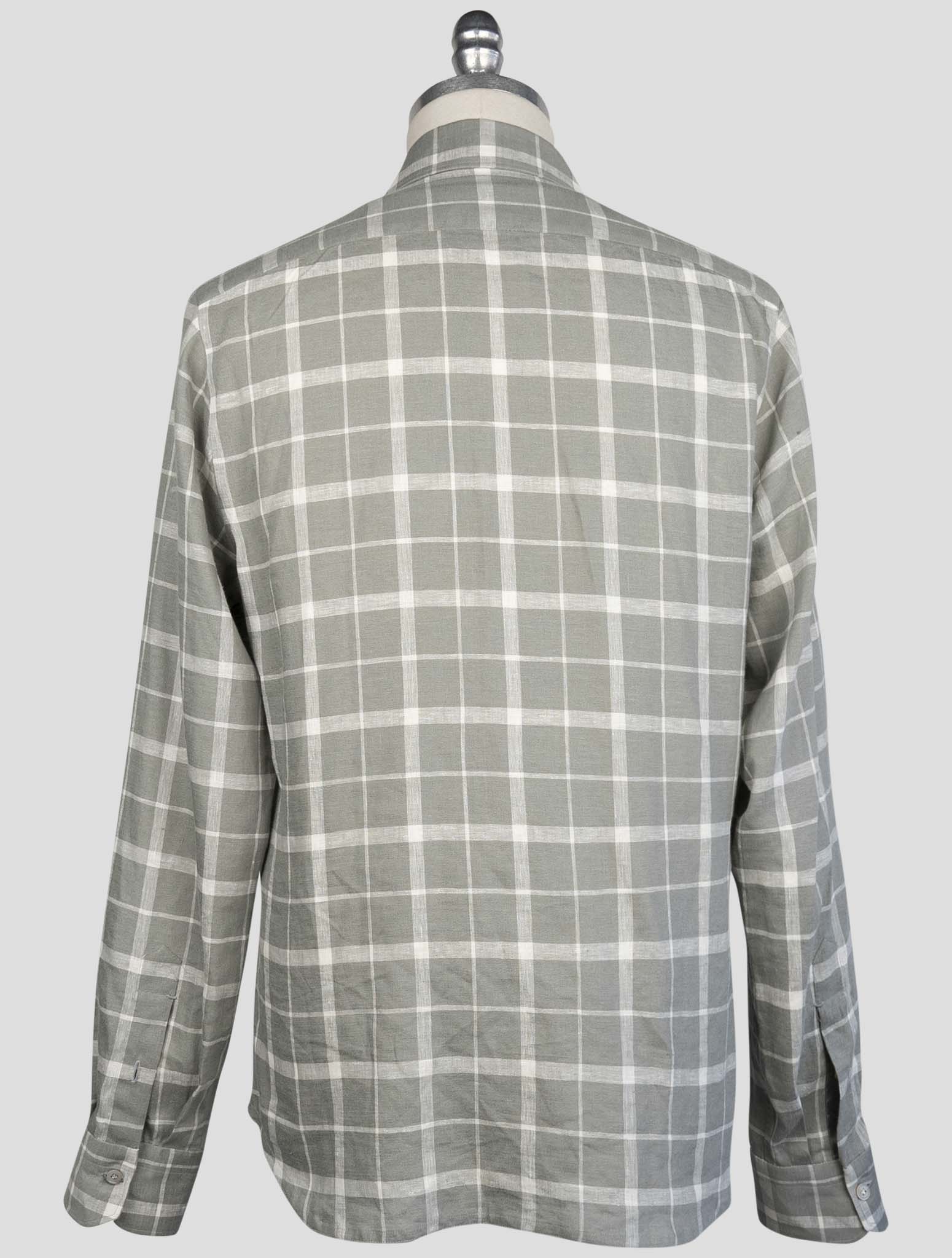 kiton Gray  Linen Ea Pl Shirt