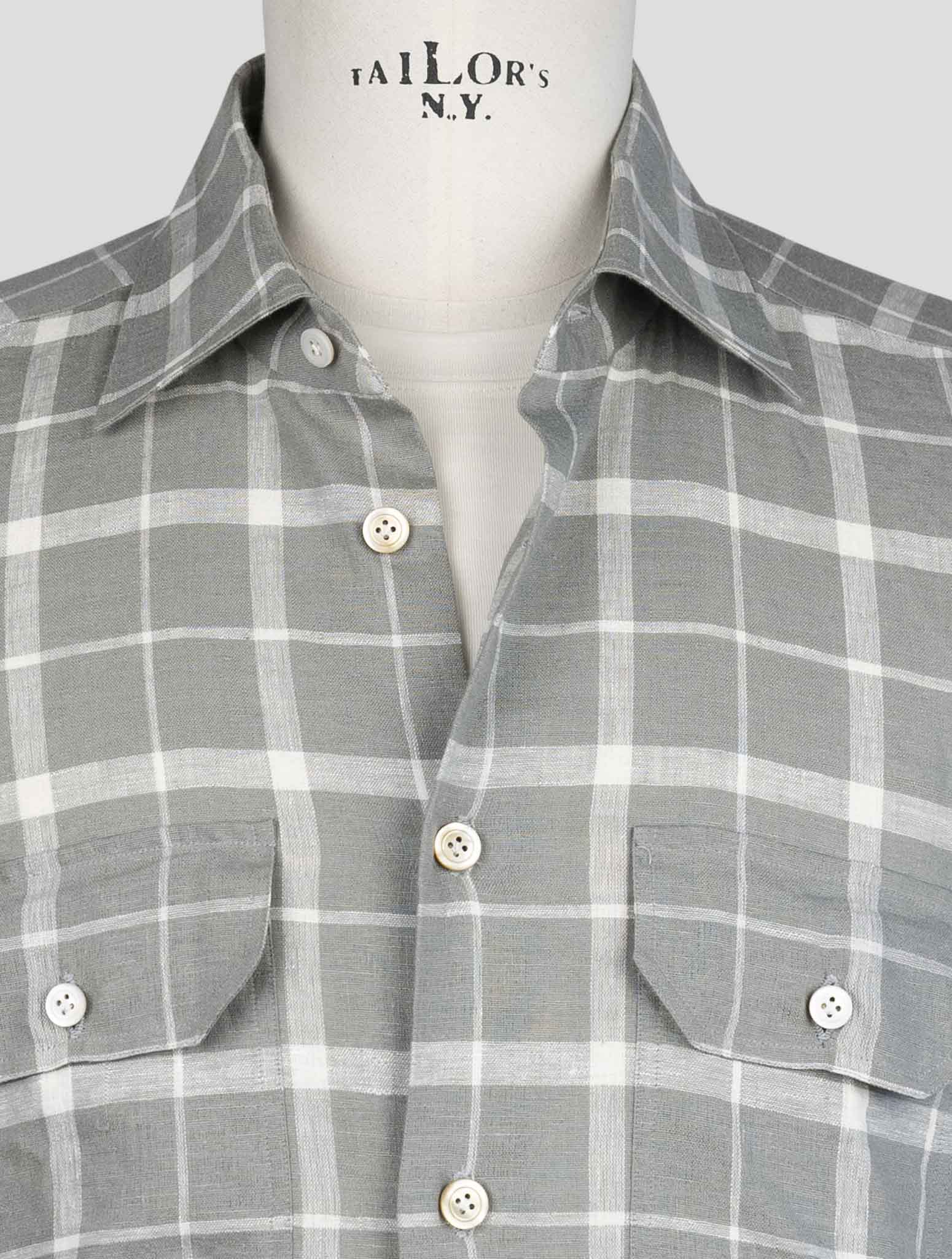 kiton Gray  Linen Ea Pl Shirt