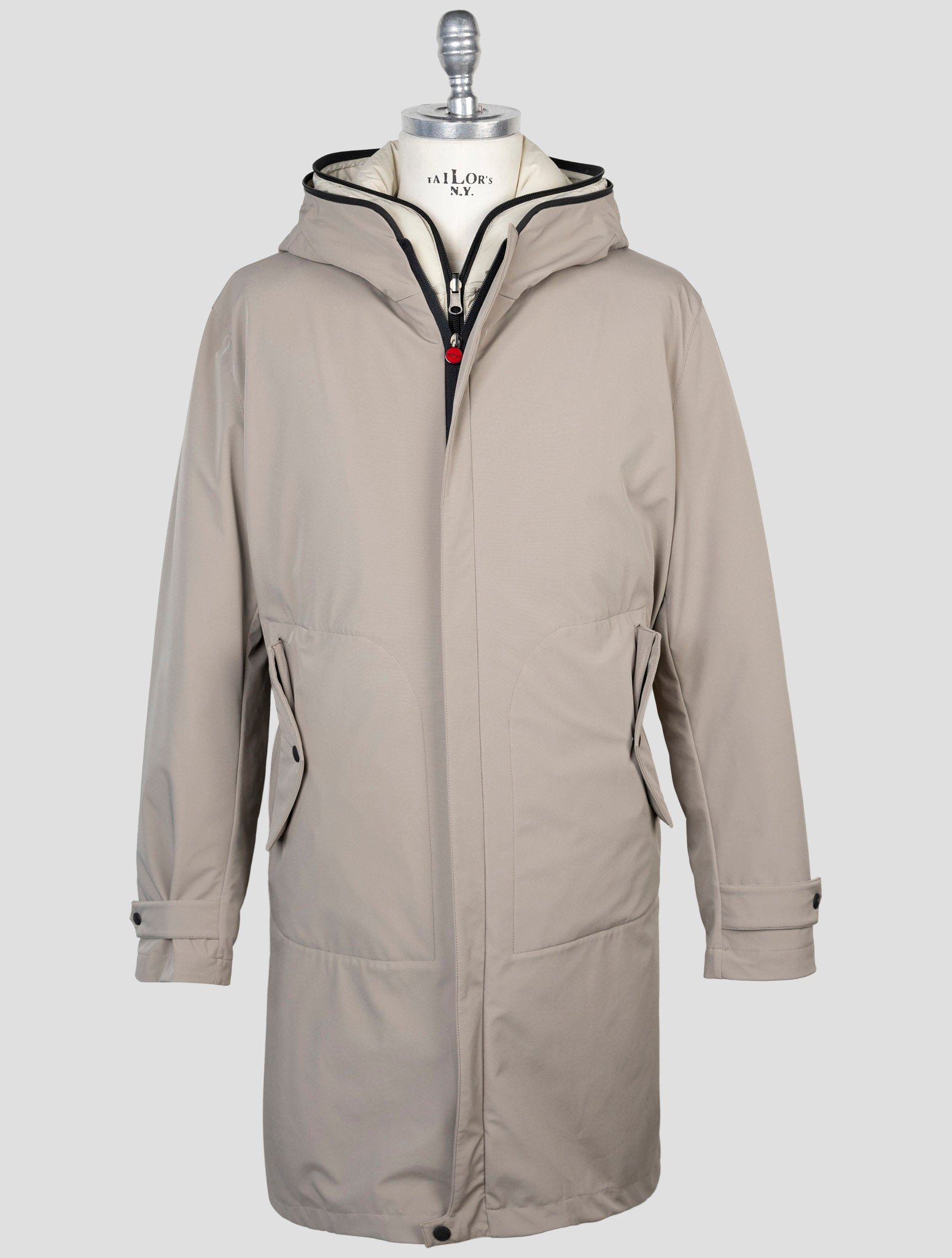 Kiton Taupe Two-Piece Technical Coat front