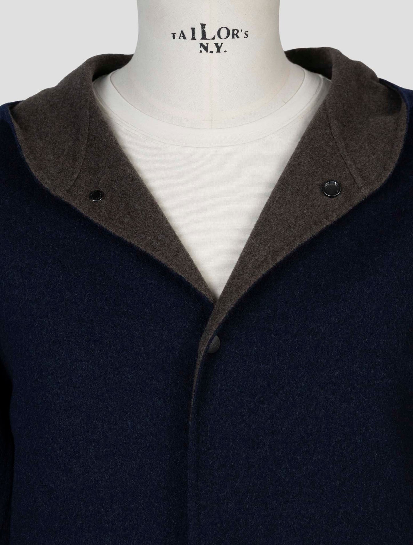 Kiton Blue Wool Cashmere Overcoat