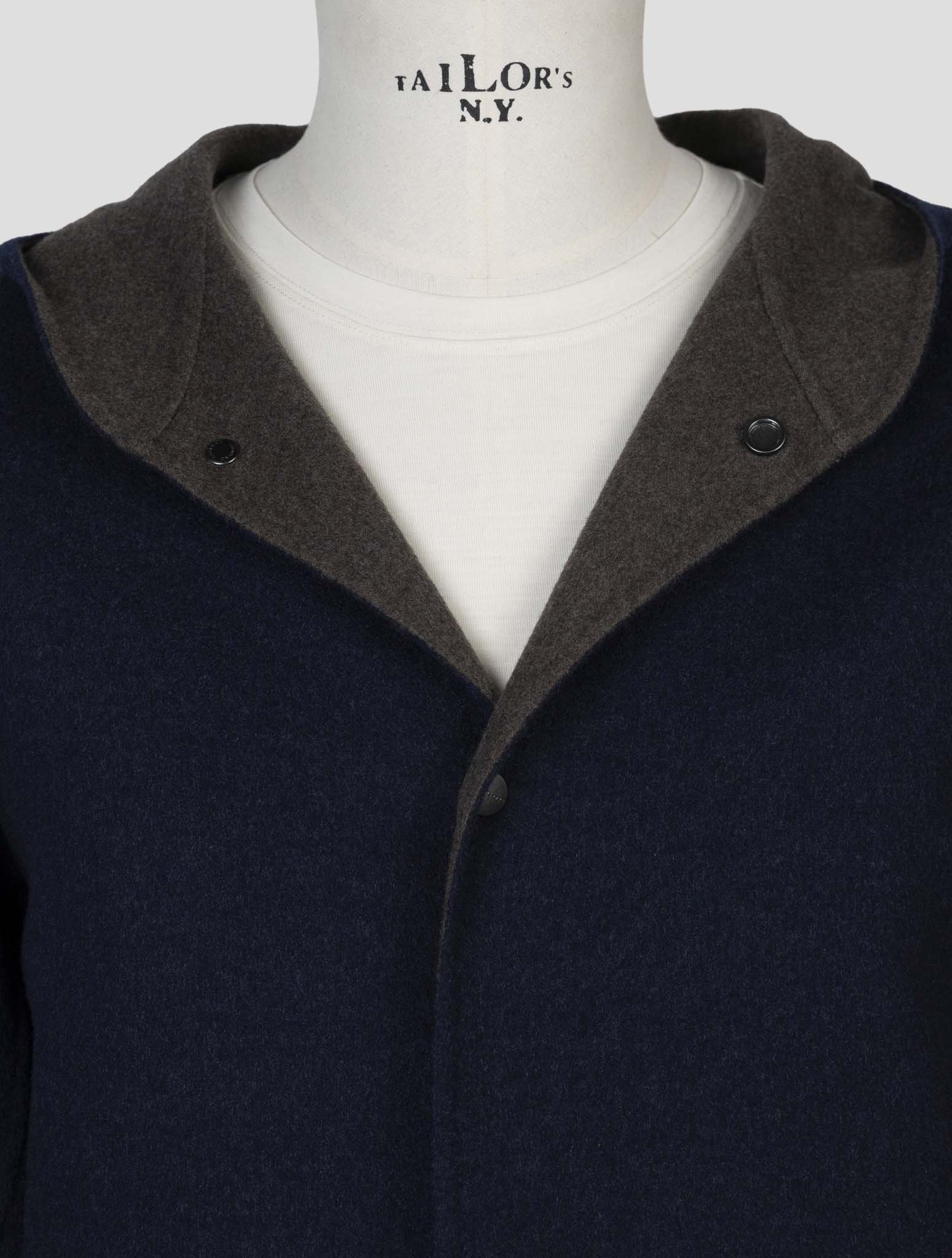 Kiton Blue Wool Cashmere Overcoat