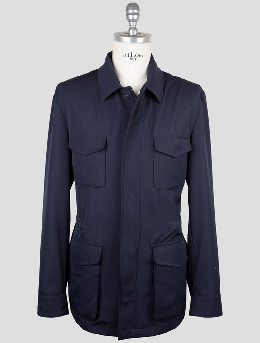 Kiton Blue Wool Pa Ea Coat