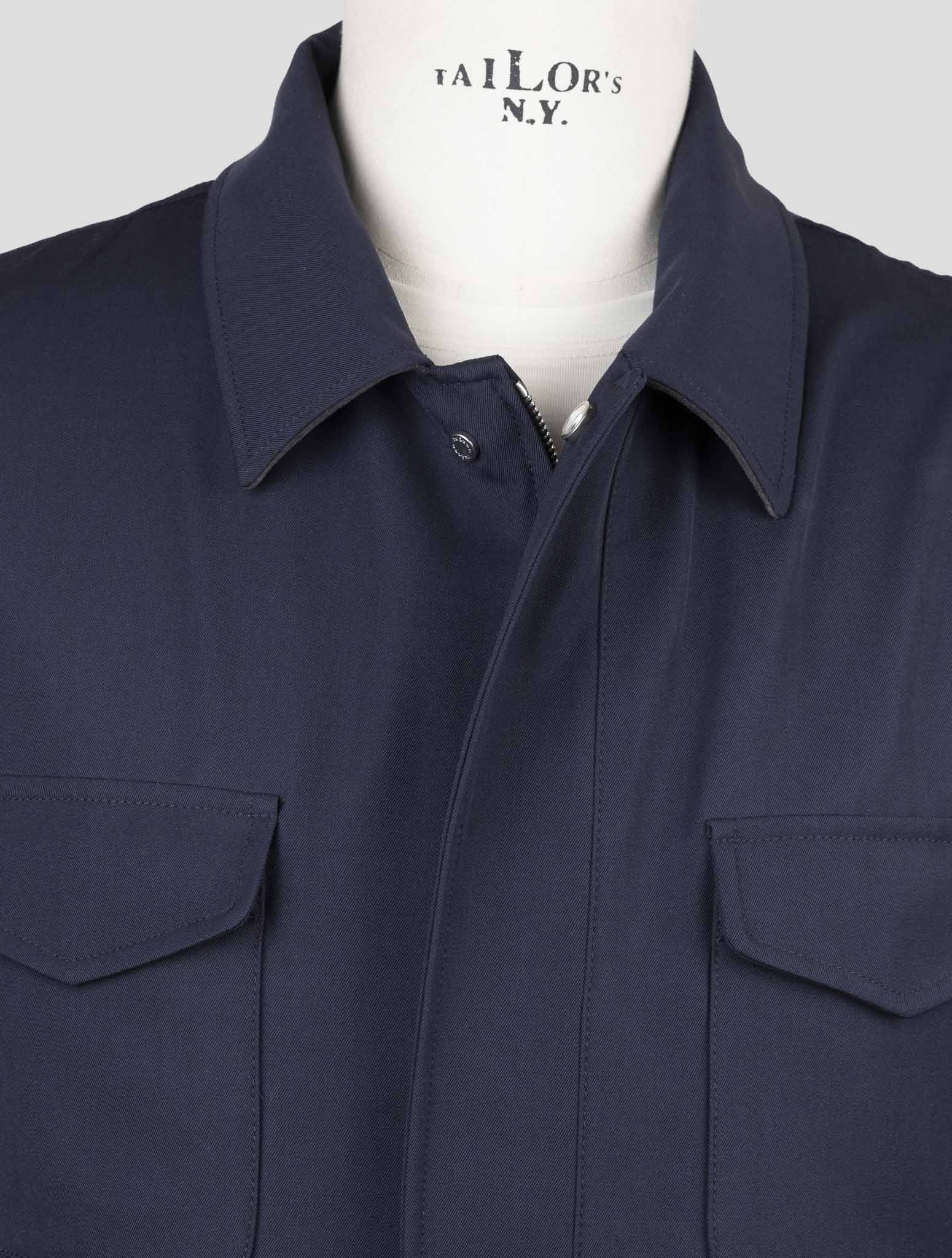 Kiton Blue Wool Pa Ea Coat