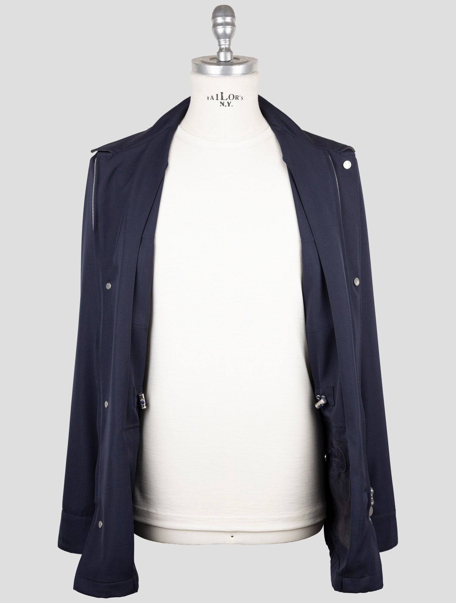 Kiton Blue Wool Pa Ea Coat