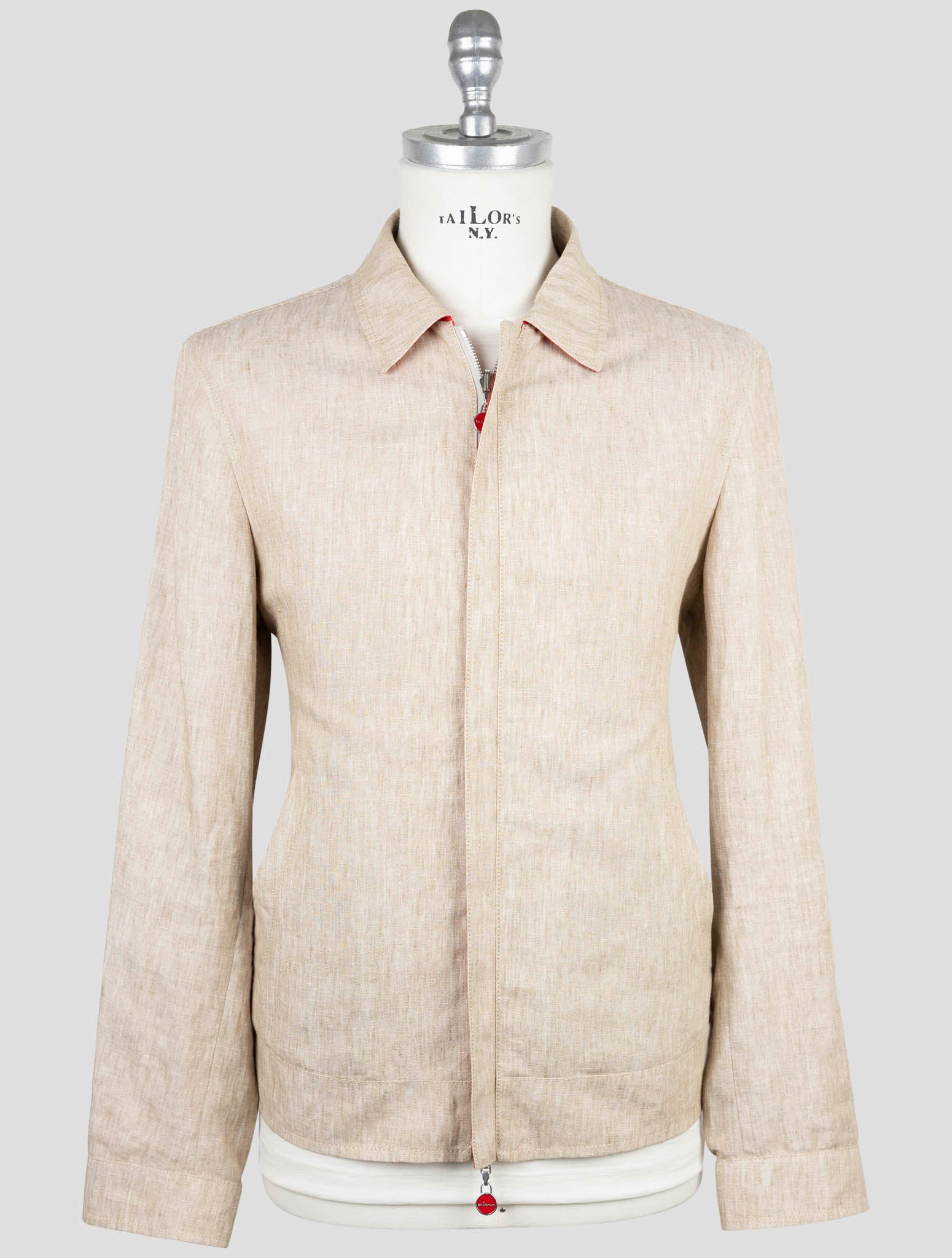 Kiton Red Beige Linen Pa Reverse Coat