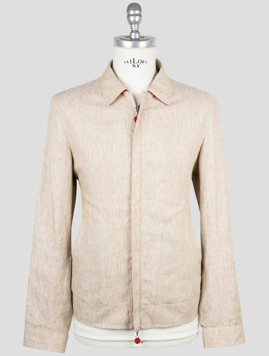 Kiton Red Beige Linen Pa Reverse Coat