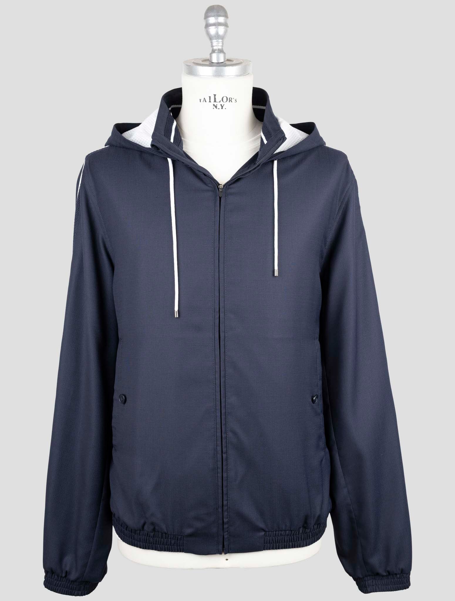 Kiton Dark Blue Fleece Wool Pa Coat