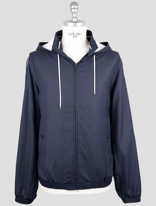 Kiton Dark Blue Fleece Wool Pa Coat
