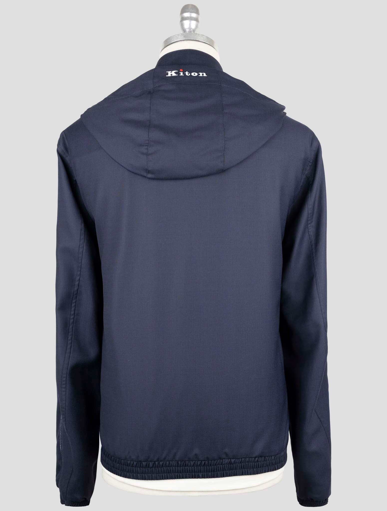 Kiton Dark Blue Fleece Wool Pa Coat