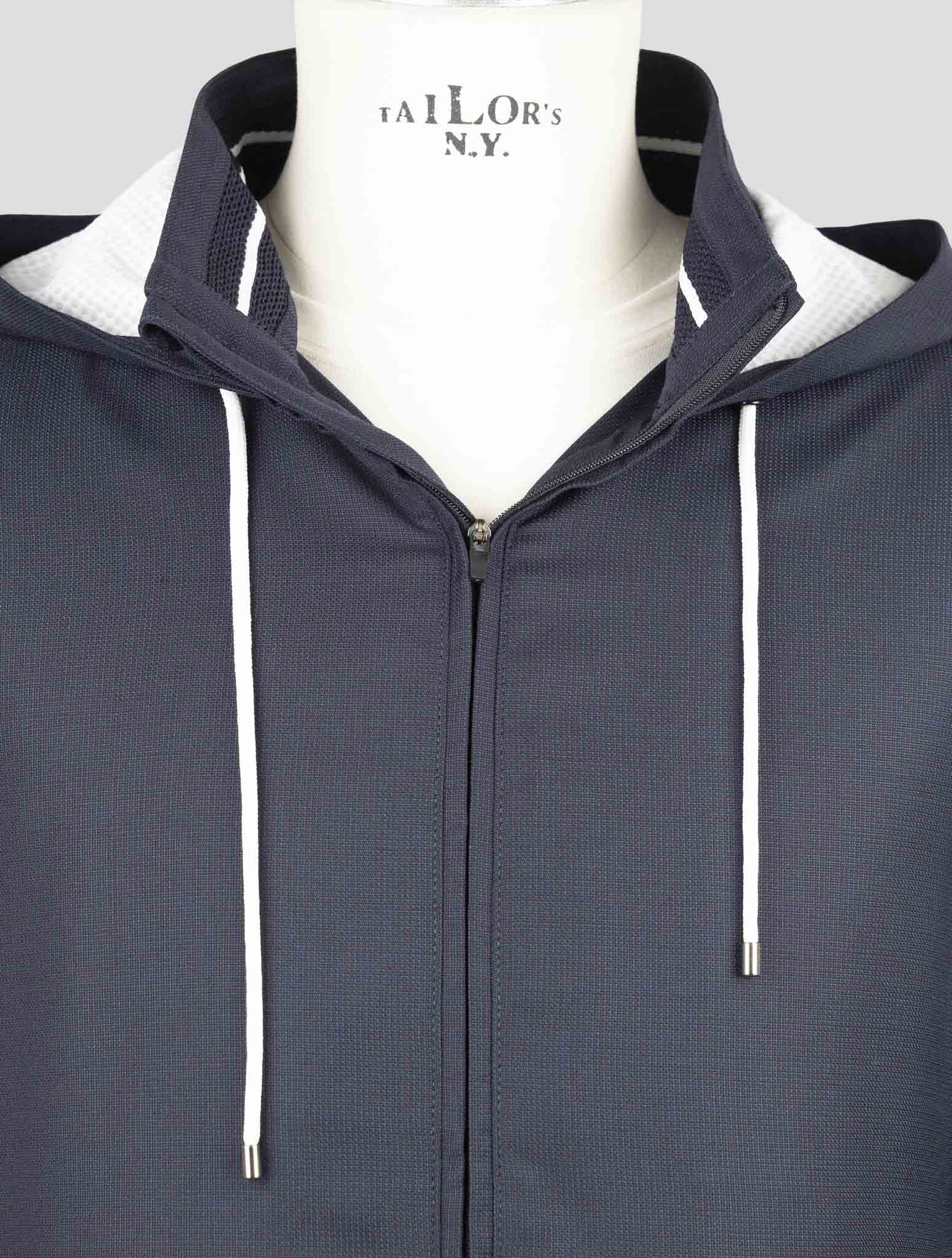 Kiton Dark Blue Fleece Wool Pa Coat