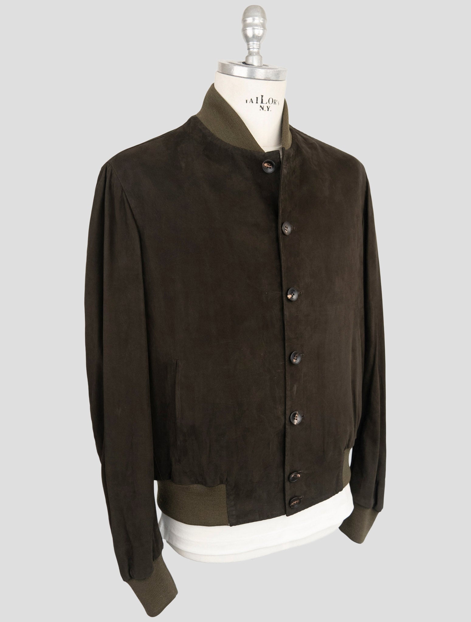 Kiton Brown Leather Suede Coat