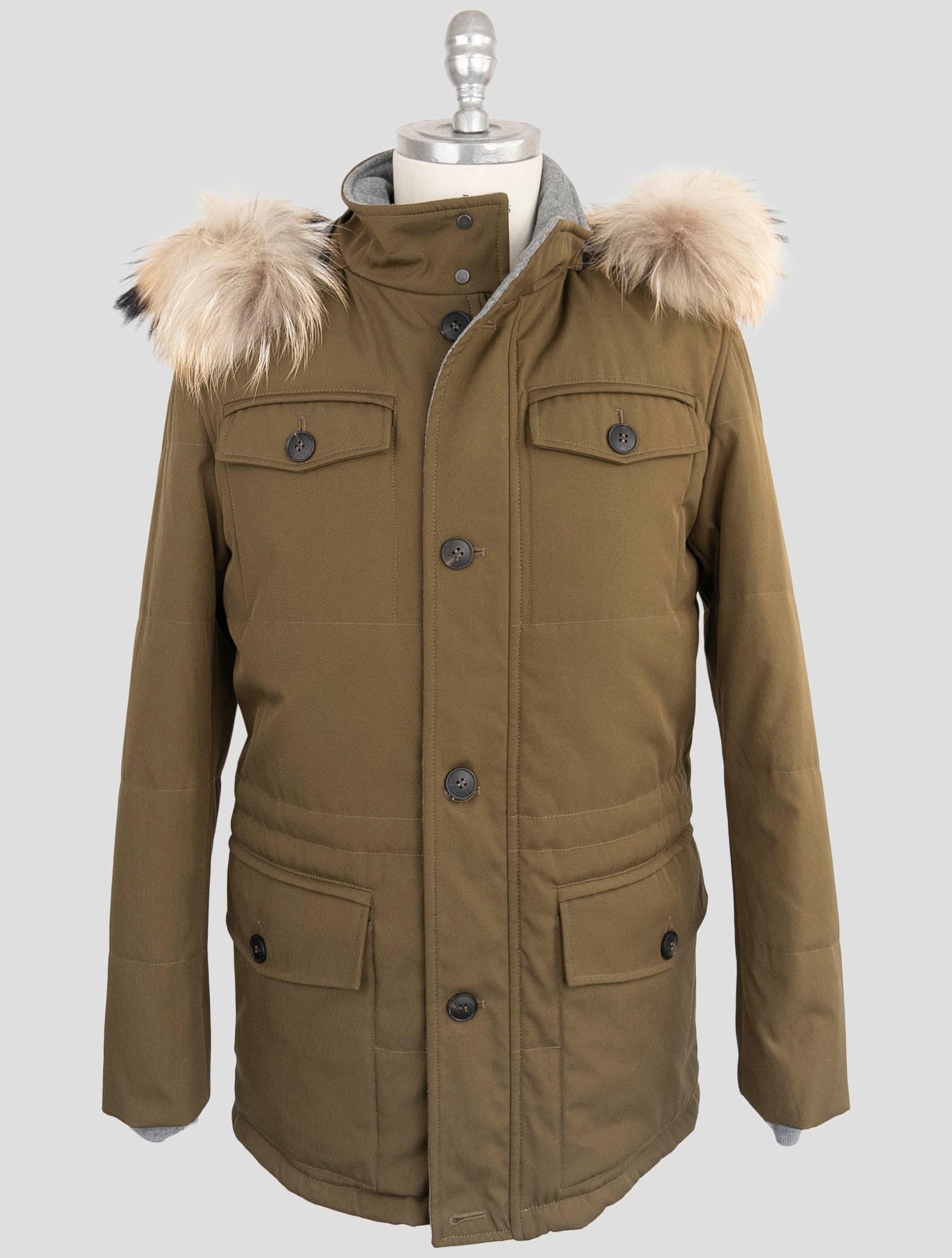 Kiton Green Pl Cotton Coat