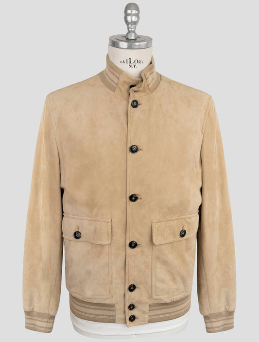 Kiton Beige Leather Suede Coat