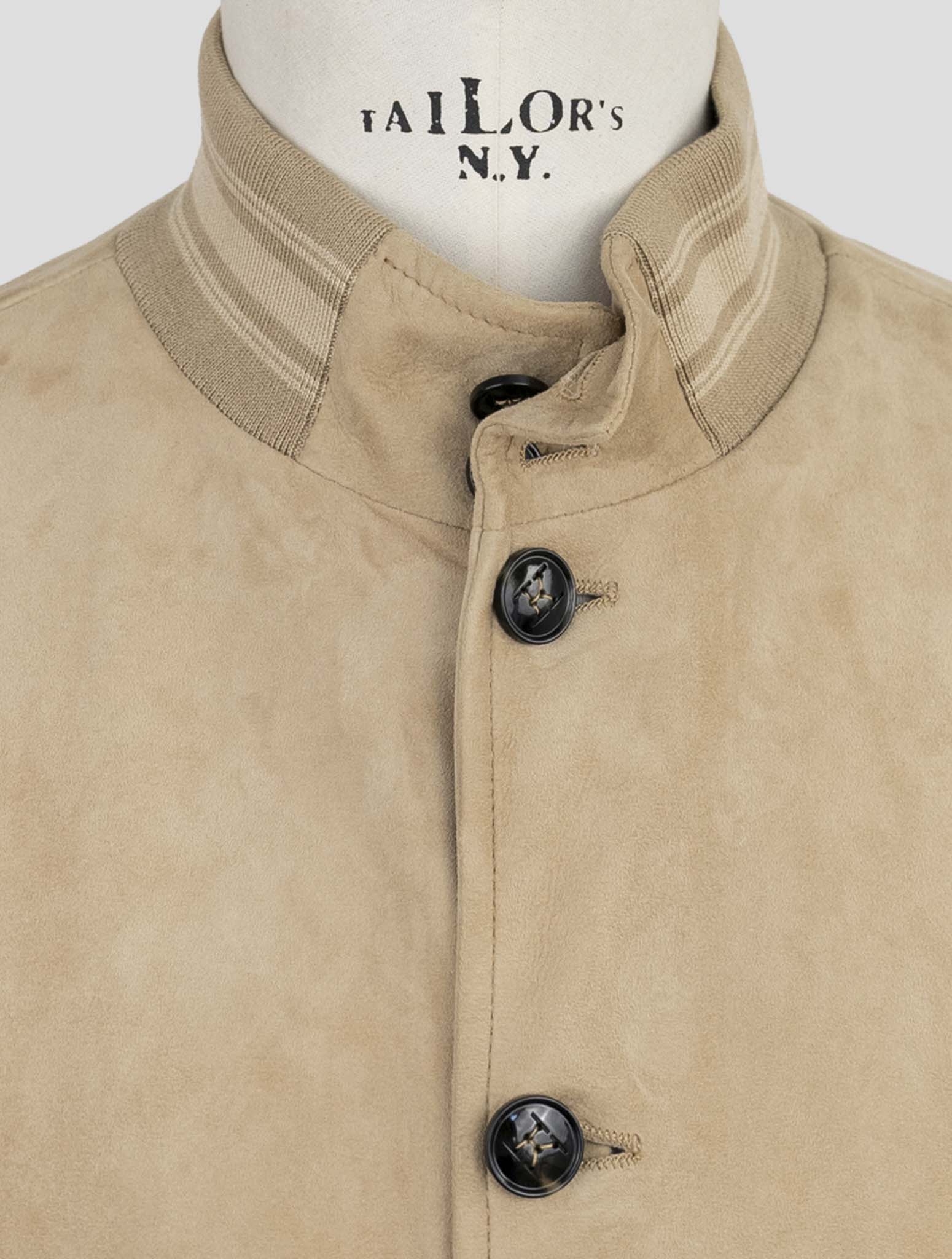 Kiton Beige Leather Suede Coat