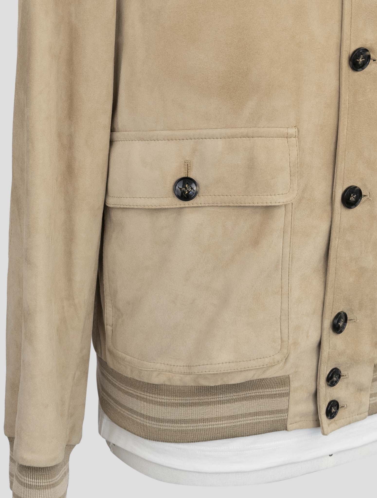 Kiton Beige Leather Suede Coat