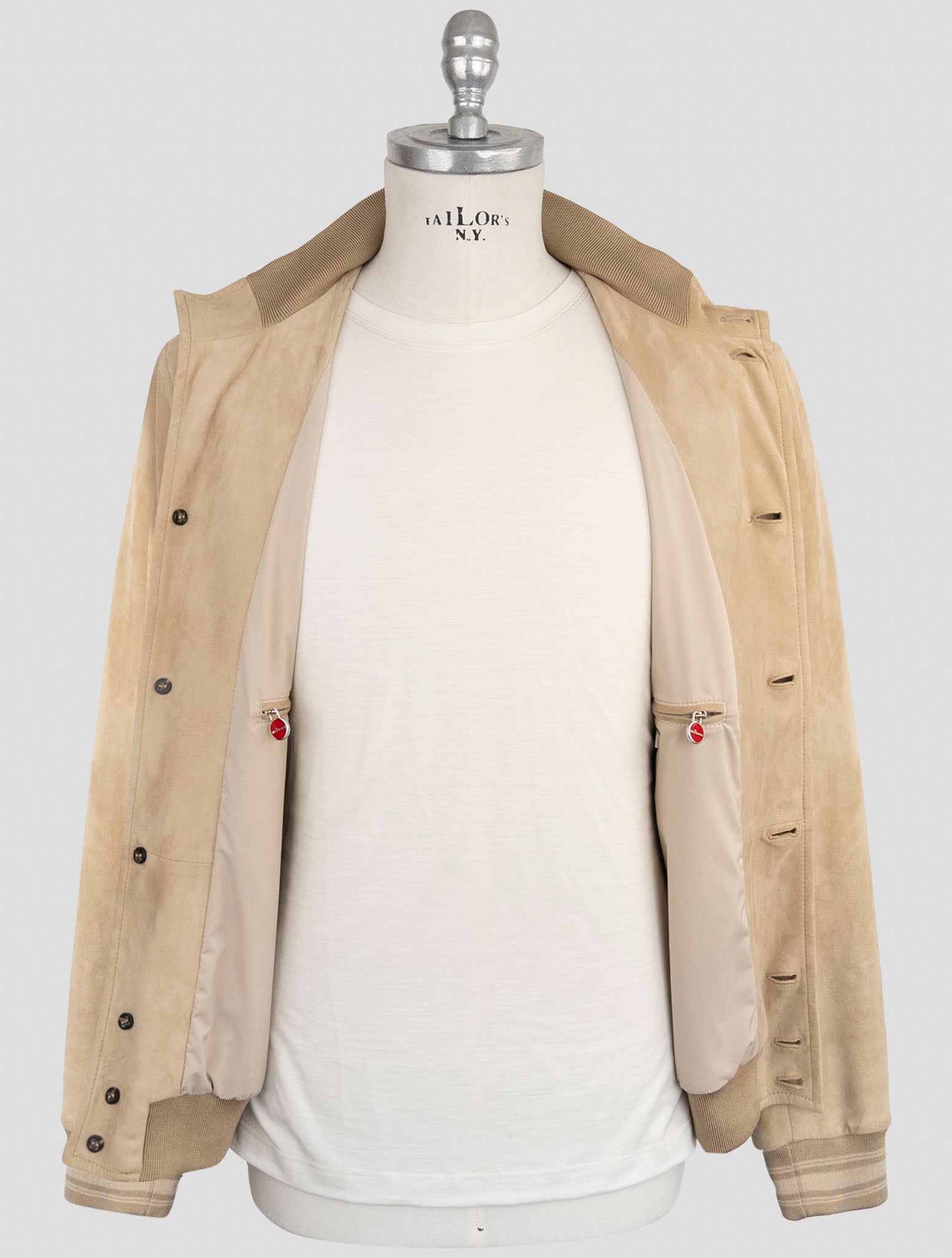 Kiton Beige Leather Suede Coat