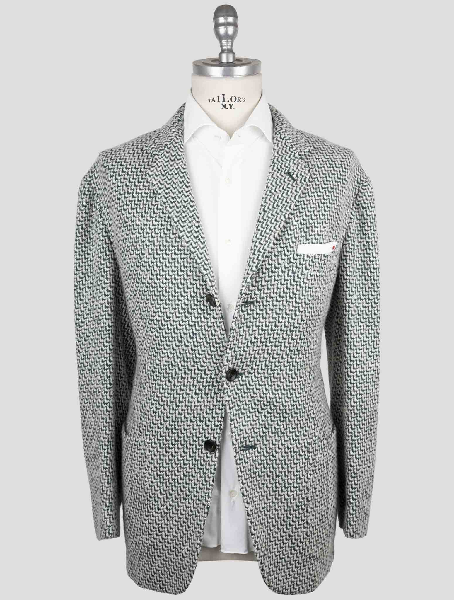 Kiton Green White Cashmere Silk Blazer