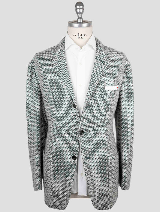 Kiton Green White Cashmere Silk Blazer