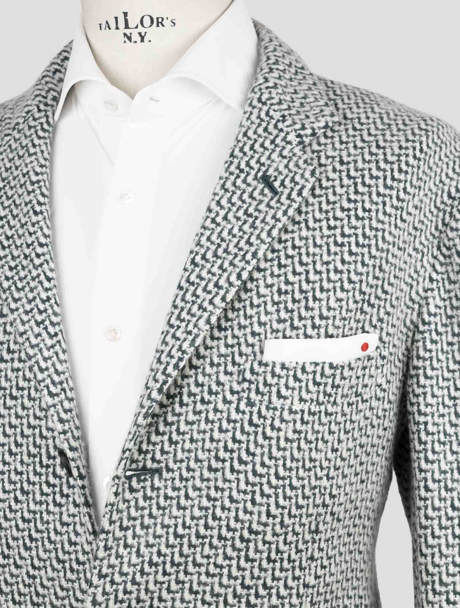 Kiton Green White Cashmere Silk Blazer