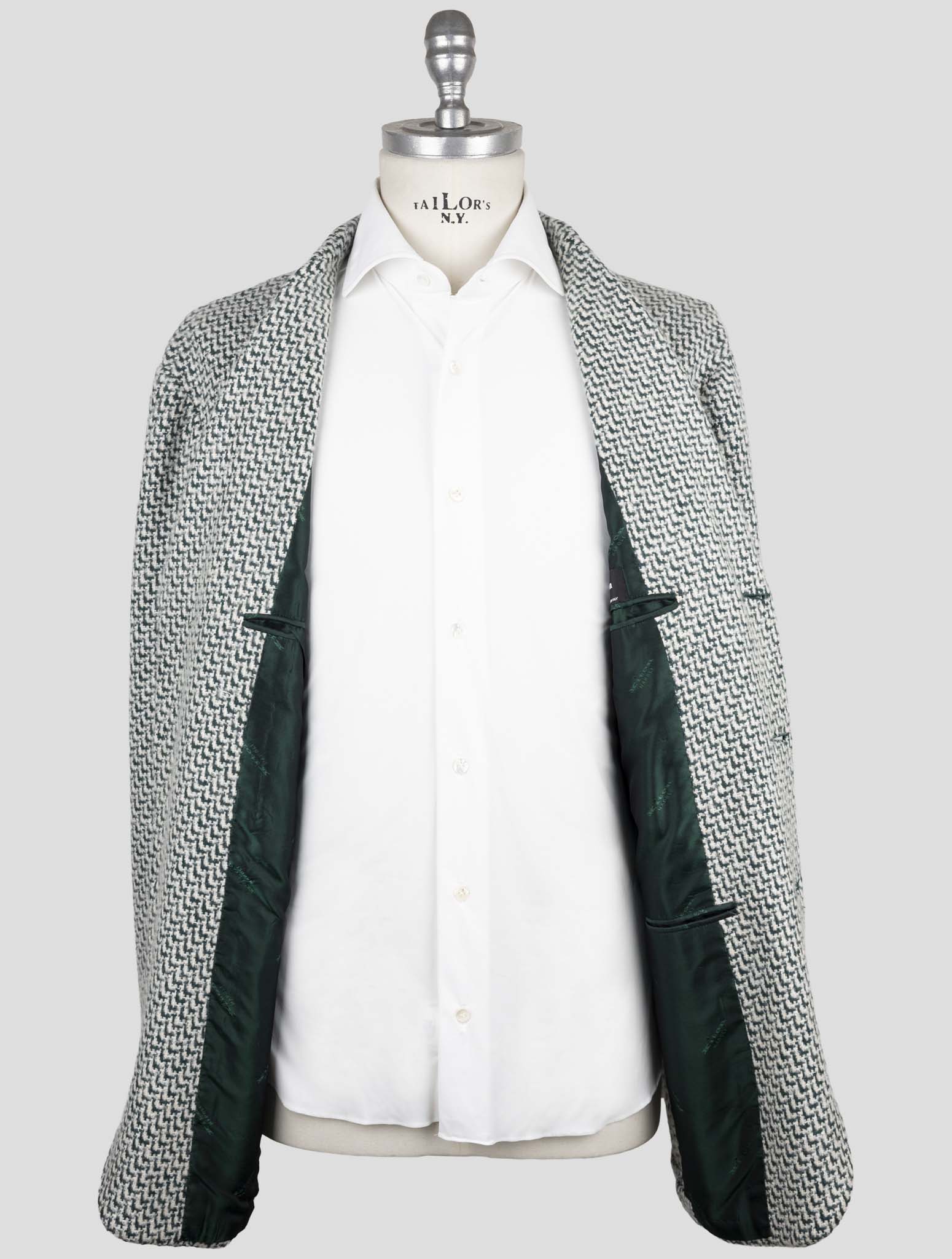 Kiton Green White Cashmere Silk Blazer