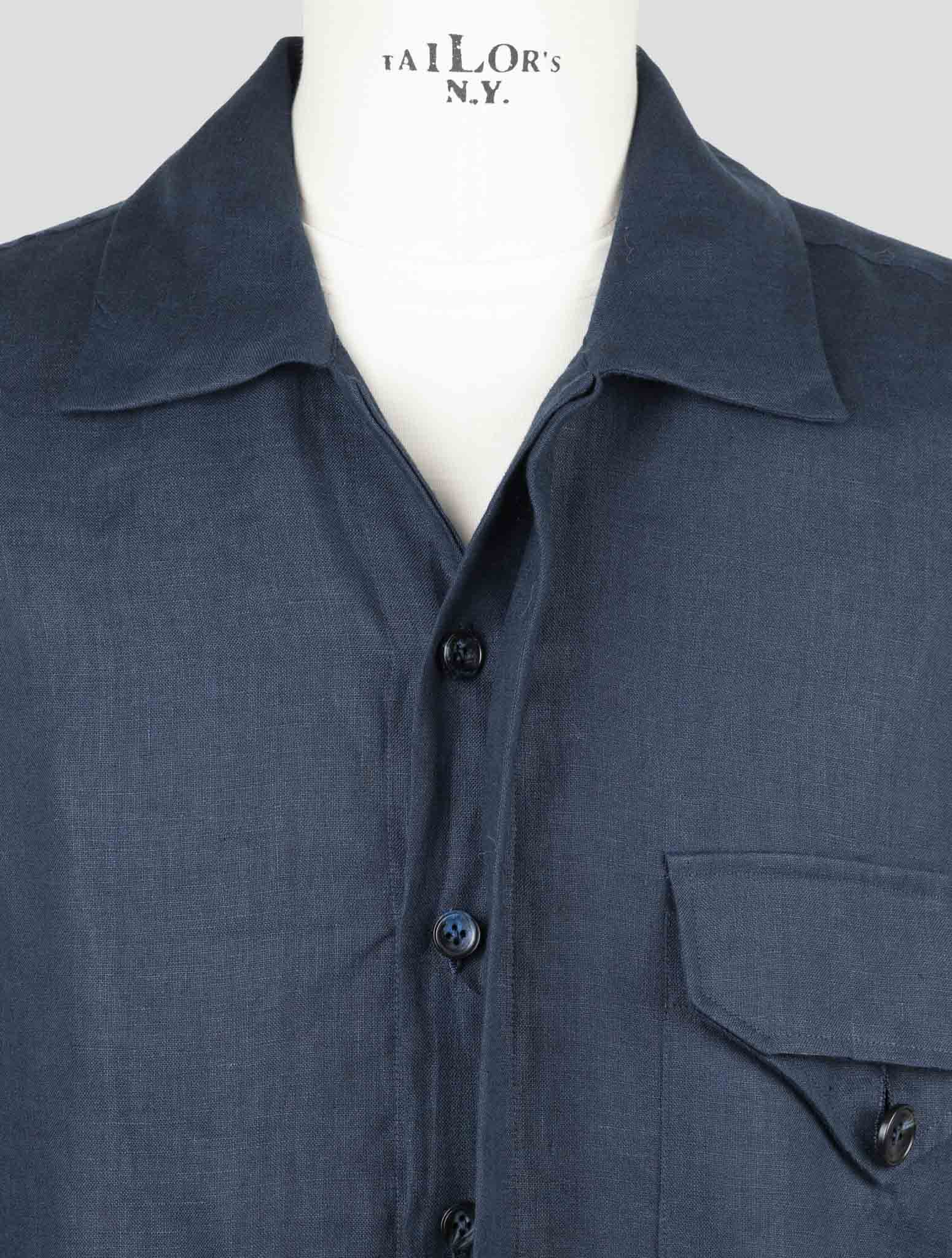 Kiton Blue Linen Shirt