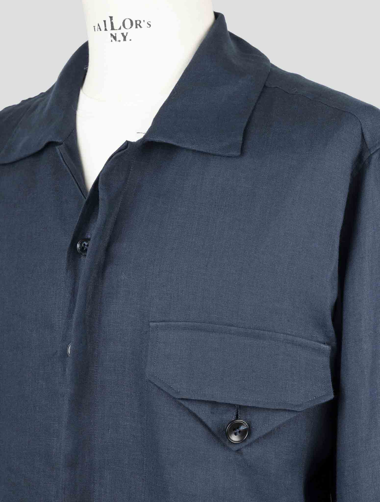Kiton Blue Linen Shirt