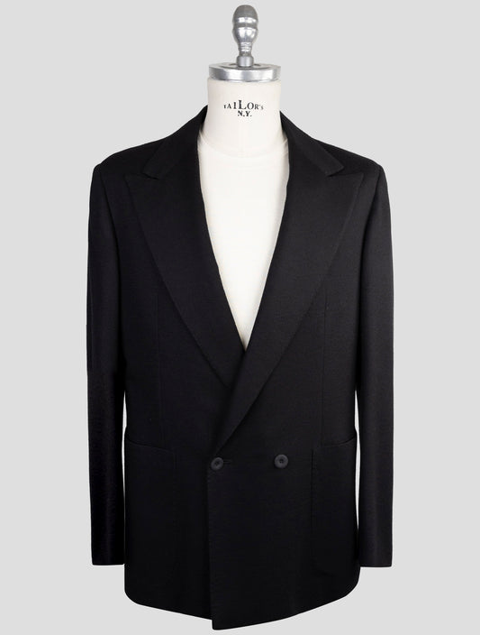 Kiton Knt Black Virgin Wool Blazer