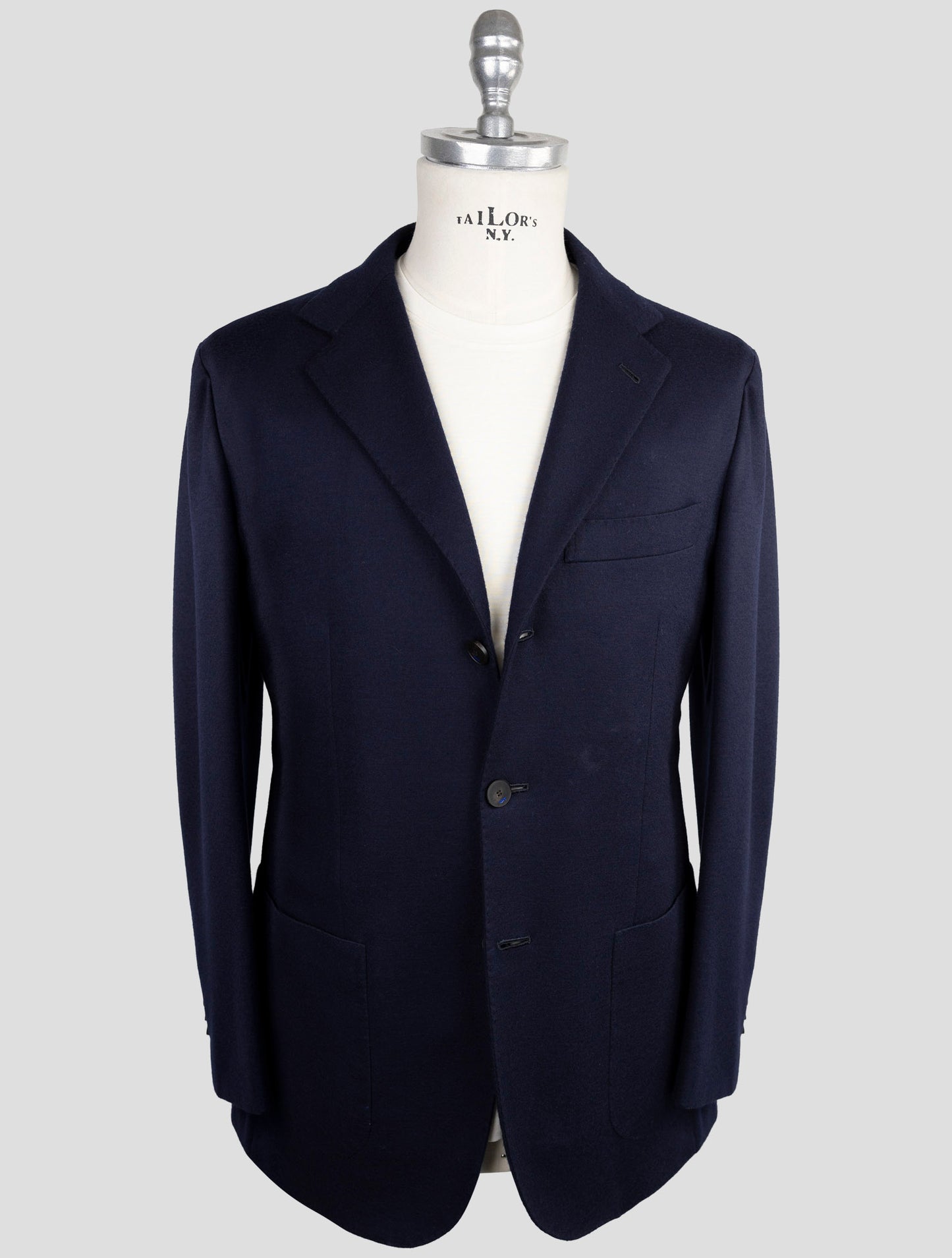 Kiton Knt Blue Virgin Wool Blazer