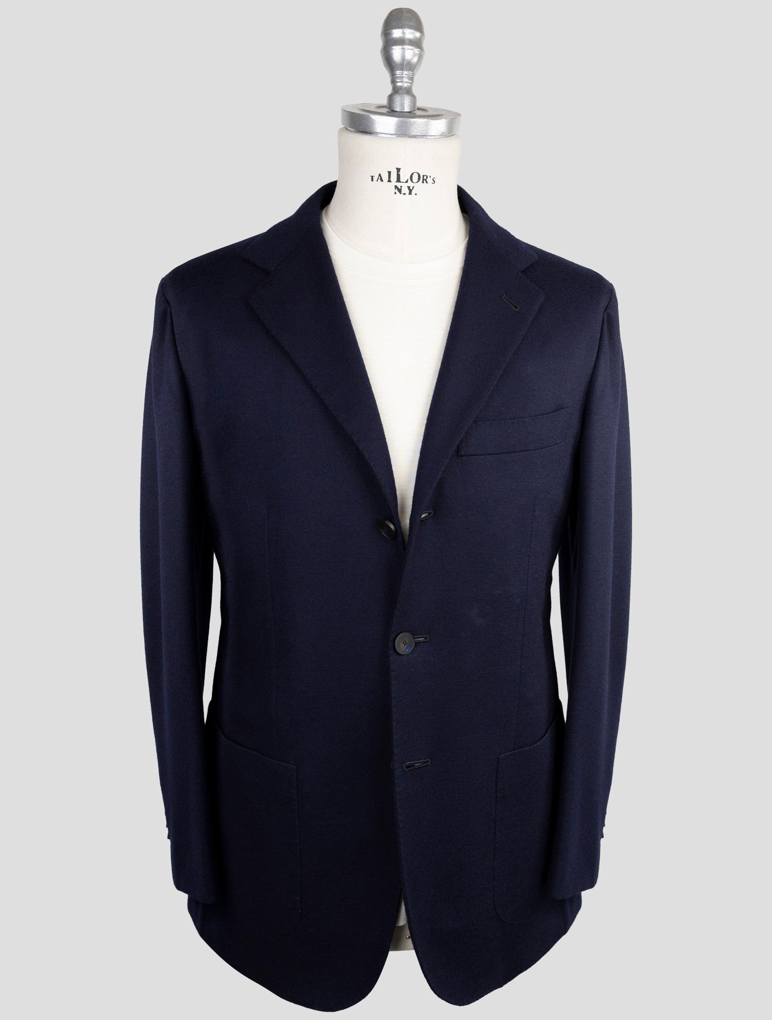 Kiton Knt Blue Virgin Wool Blazer