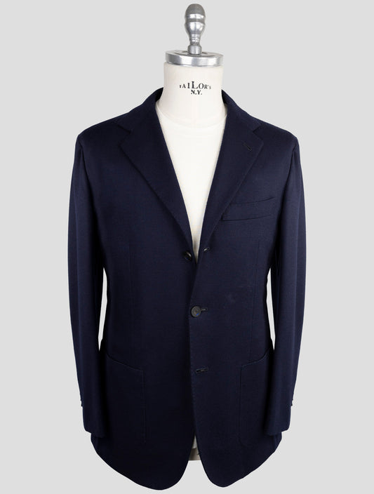 Kiton Knt Blue Virgin Wool Blazer