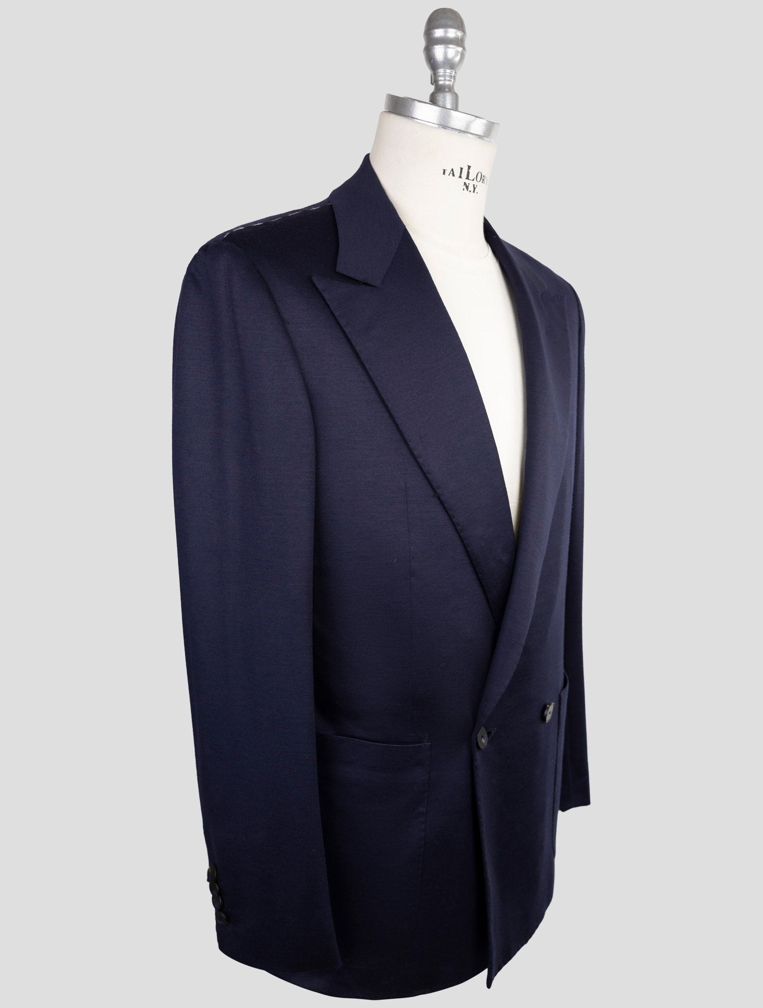 Kiton Knt Blue Wool Blazer