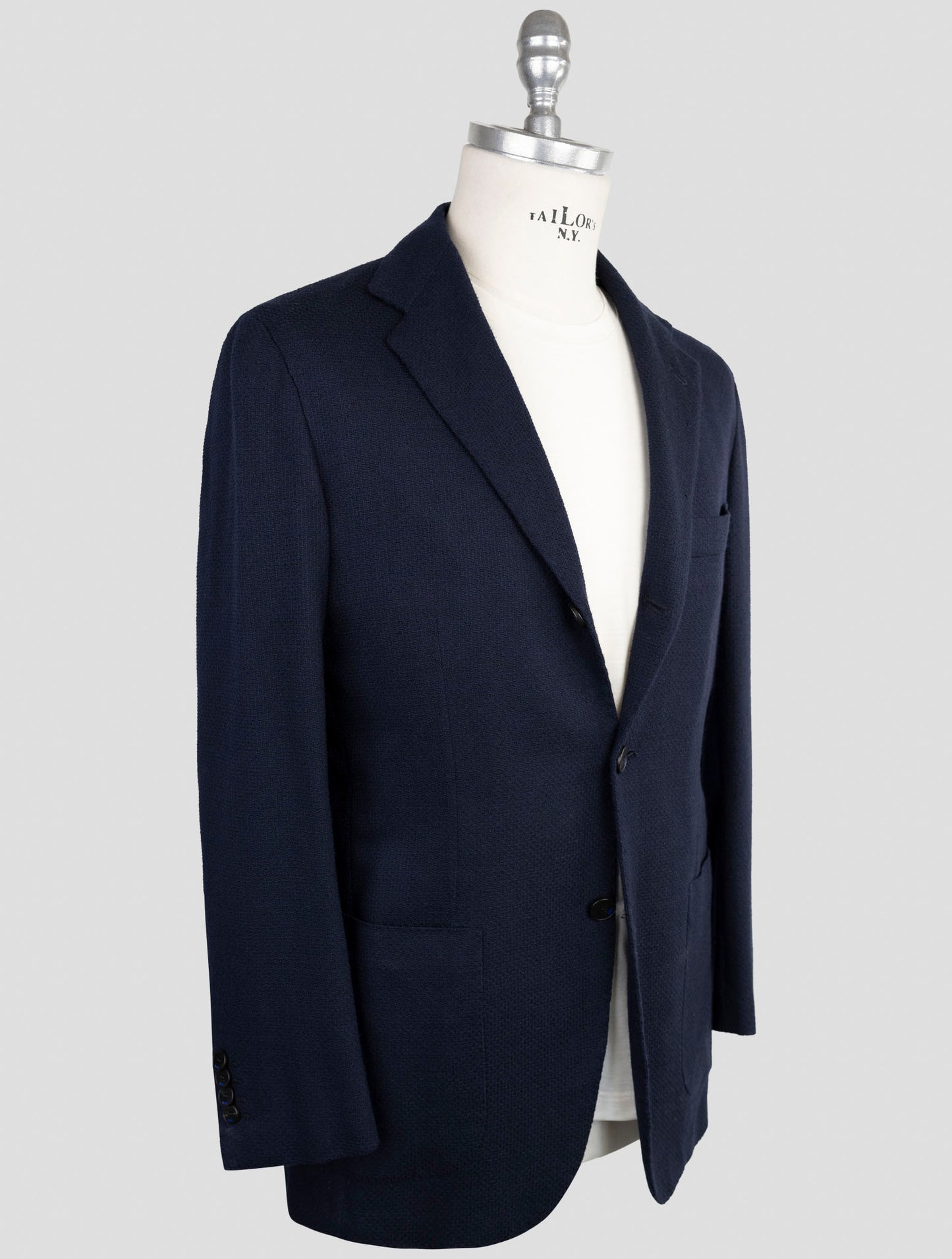 Kiton Knt Blue Virgin Wool Ea Blazer