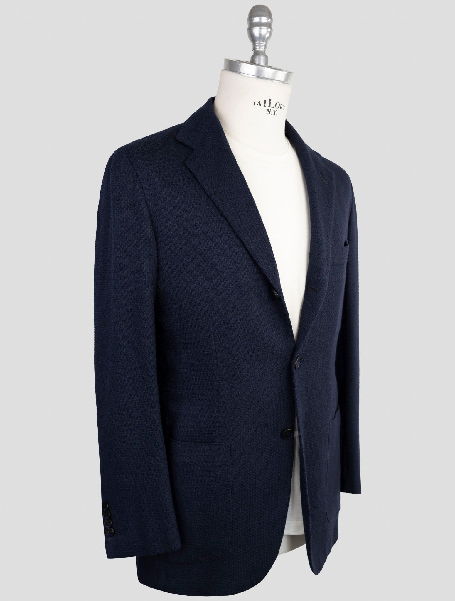 Kiton Knt Blue Virgin Wool Ea Blazer