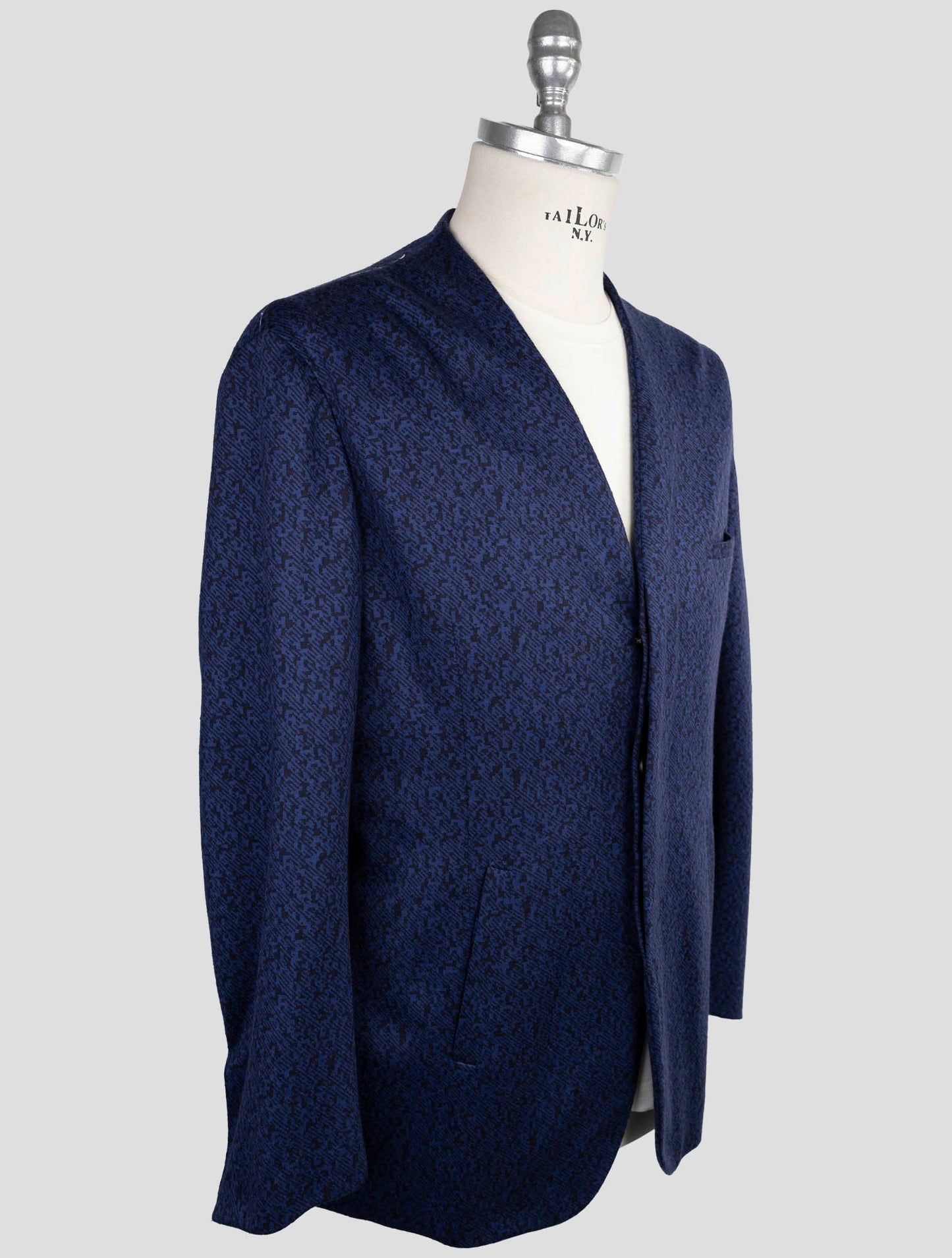 Kiton Knt Blue Wool Cashmere Pl Blazer
