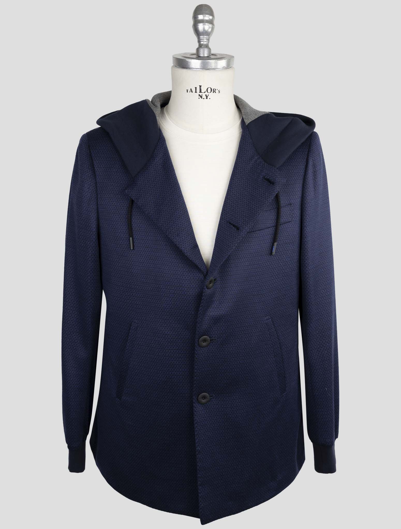 Kiton Knt Blue Wool Blazer